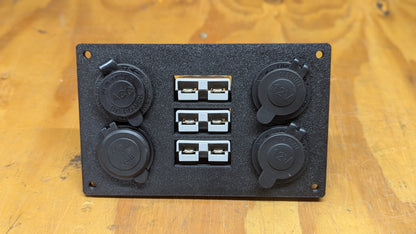 Flush Mount 12v 4x Socket 3x Anderson 50amp Plug Panel (Includes 3x Anderson style connectors)